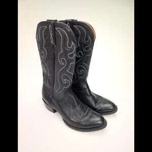 WORN 2x! LUCCHESE Men's Sz 8.5EE Baker Black Leather Boots M3430